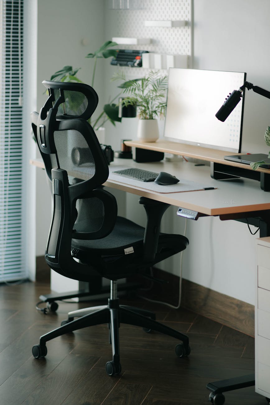 modern home office with ergonomic chair